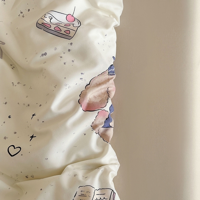 91家纺网 家纺一手货源 找家纺 梵克保罗 2025新款ins风亲肤卡通条格印花水洗棉系列四件套-风格三 萌宠小象