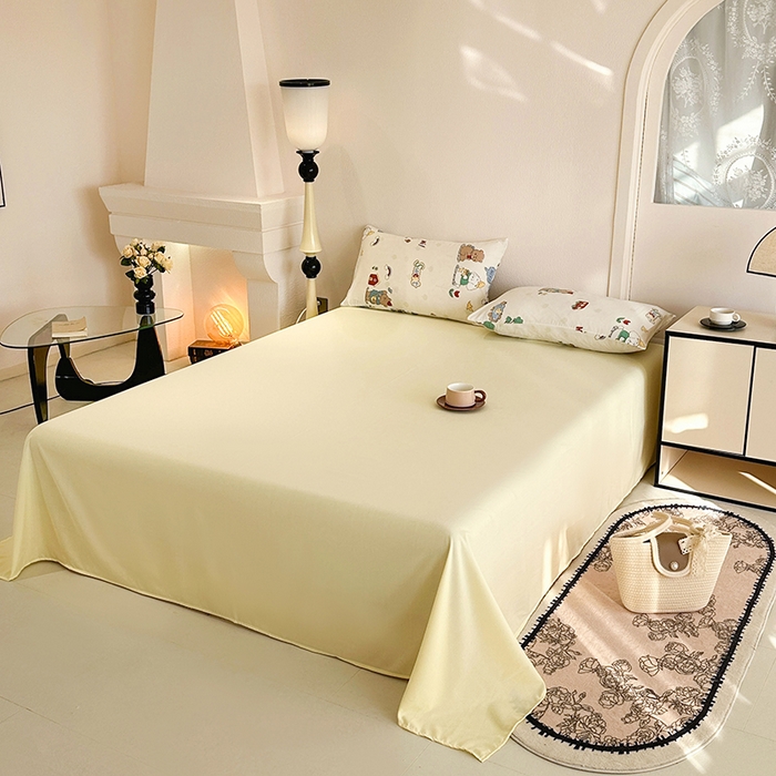 91家纺网 家纺一手货源 找家纺 梵克保罗 2025新款ins风亲肤卡通条格印花水洗棉系列四件套-风格三 森林巴士