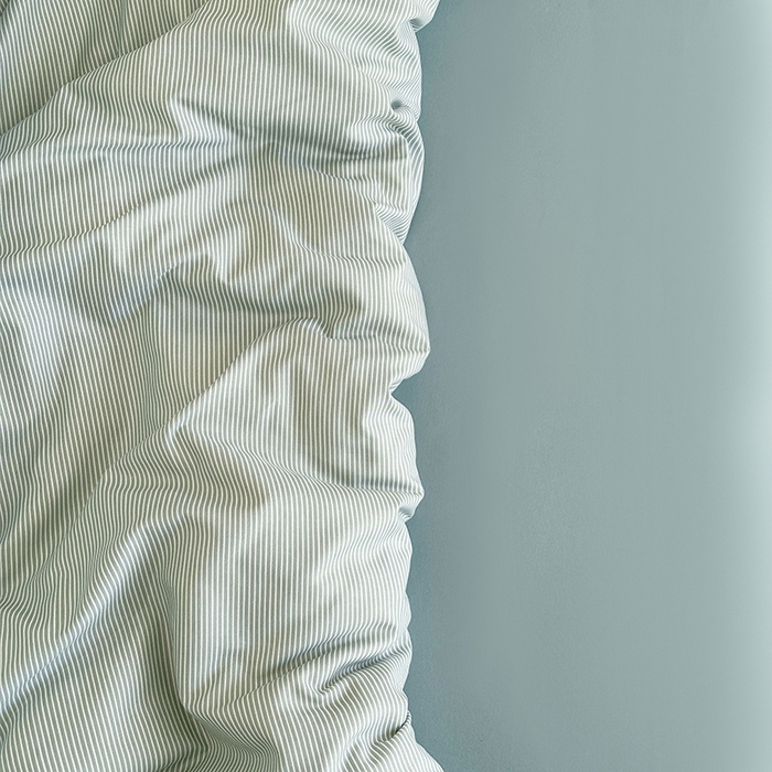 91家纺网 家纺一手货源 找家纺 梵克保罗 2025新款ins风亲肤卡通条格印花水洗棉系列四件套-风格三 日系独白绿