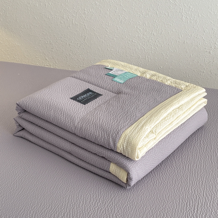 91家纺网 家纺一手货源 找家纺 梵克保罗 2025春夏新品10A抗菌泡泡棉大豆单夏被空调被被子被芯 米黄+浅灰