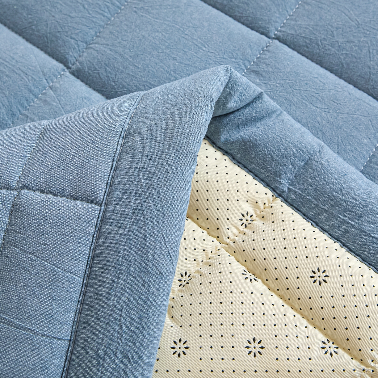 91家纺网 家纺一手货源 找家纺 鑫钰 2025新款学生开学季宿舍专用新疆棉花床垫薄款 棉格-宾利蓝