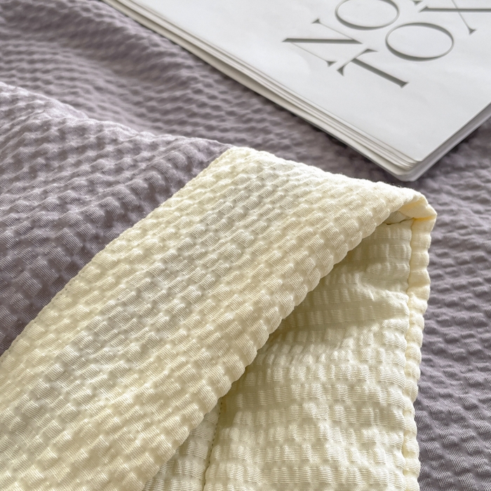 91家纺网 家纺一手货源 找家纺 梵克保罗 2025春夏新品10A抗菌泡泡棉大豆单夏被空调被被子被芯 米黄+浅灰