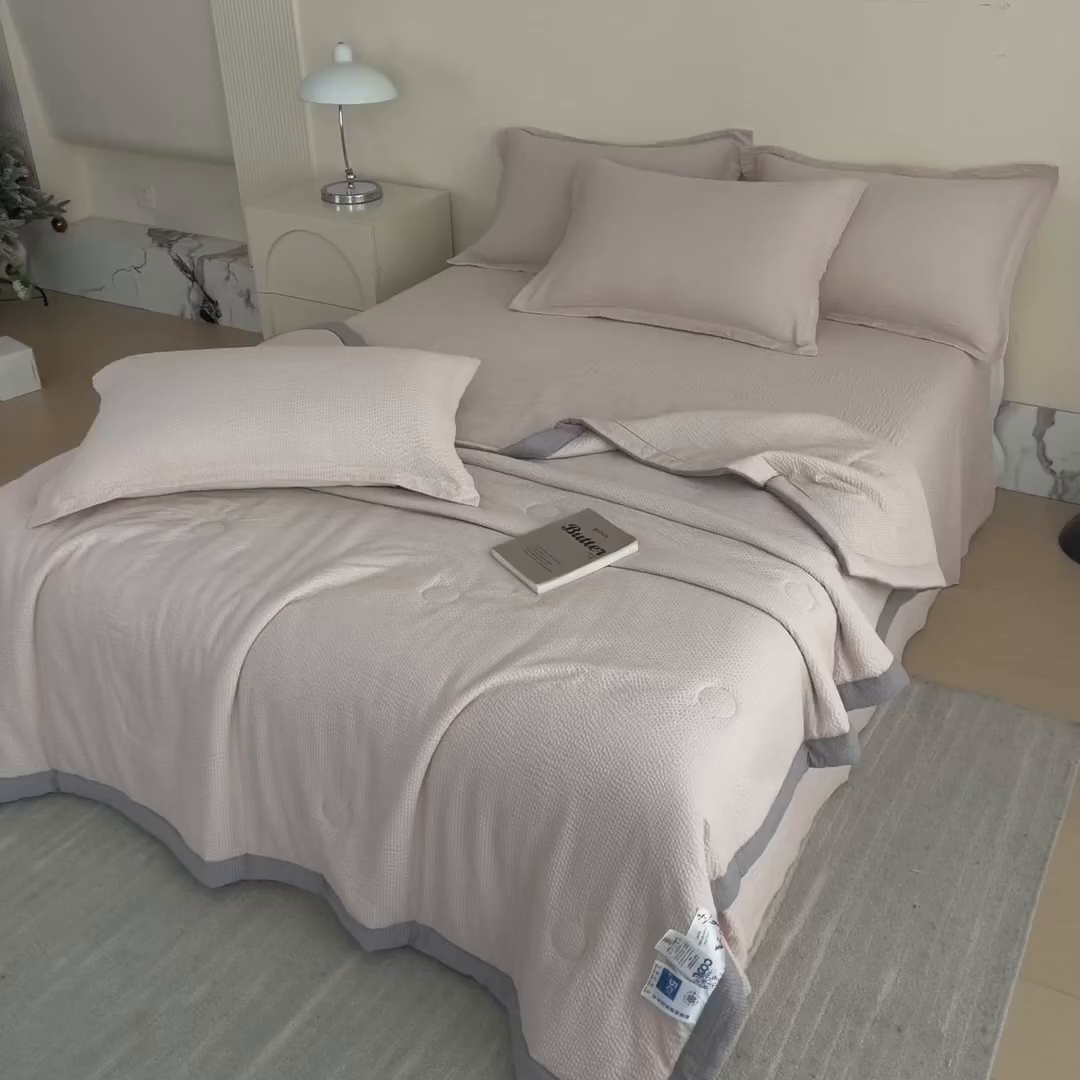 91家纺网 家纺一手货源 找家纺 梵克保罗 2025春夏新品10A抗菌泡泡棉大豆单夏被空调被被子被芯 卡其