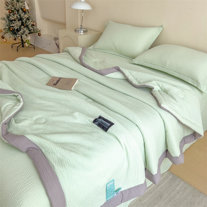 91家纺网 家纺一手货源 找家纺 梵克保罗 2025春夏新品10A抗菌泡泡棉大豆单夏被空调被被子被芯 绿色