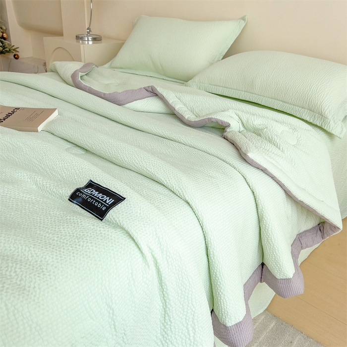 91家纺网 家纺一手货源 找家纺 梵克保罗 2025春夏新品10A抗菌泡泡棉大豆单夏被空调被被子被芯 绿色