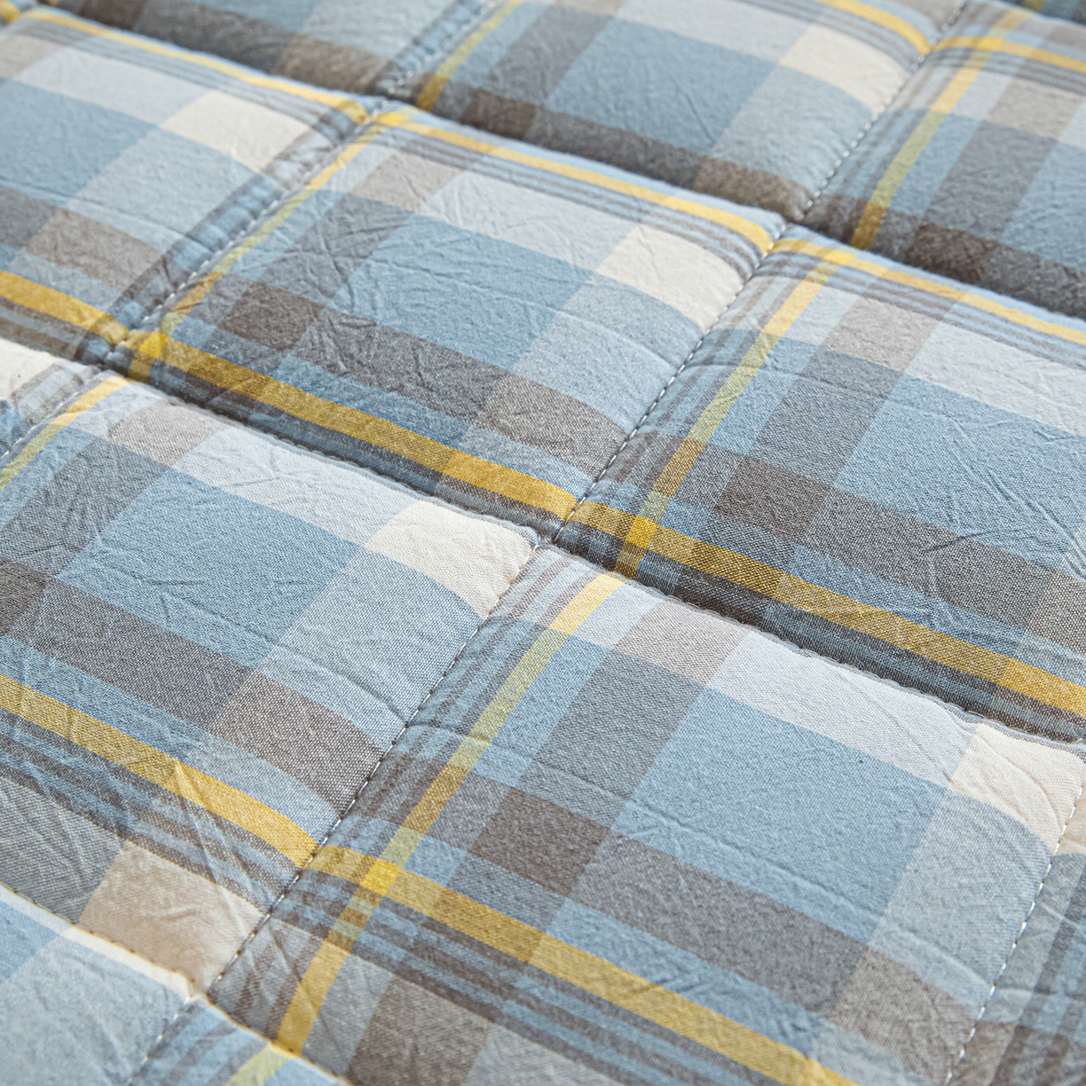 91家纺网 家纺一手货源 找家纺 鑫钰 2025新款学生开学季宿舍专用新疆棉花床垫薄款 棉格-简希蓝