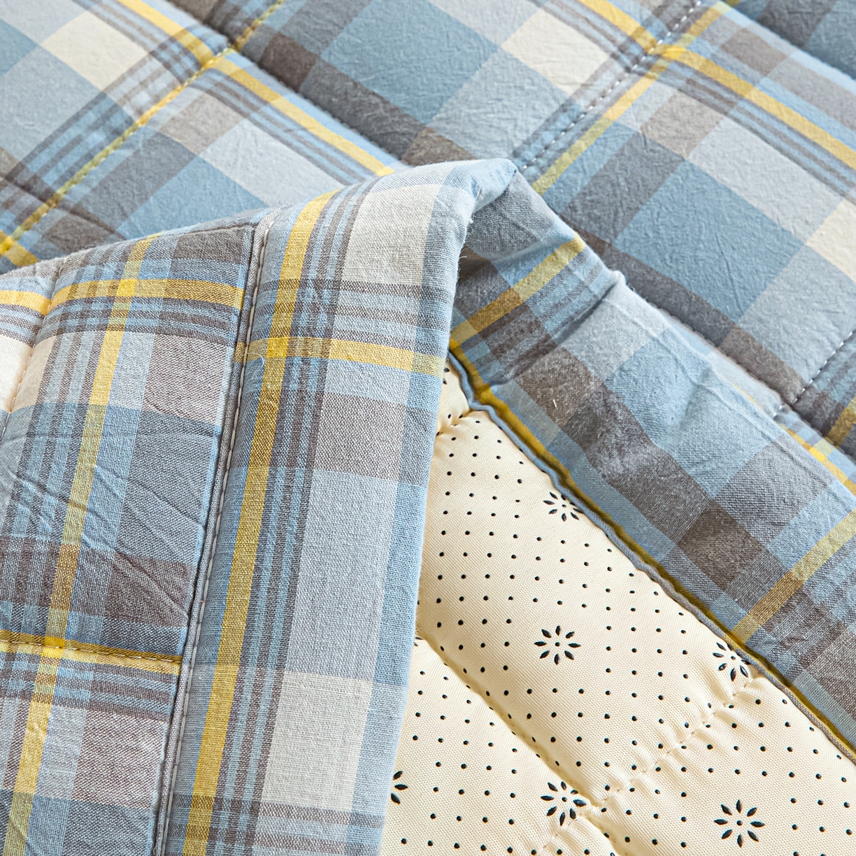 91家纺网 家纺一手货源 找家纺 鑫钰 2025新款学生开学季宿舍专用新疆棉花床垫薄款 棉格-简希蓝