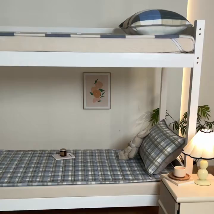 91家纺网 家纺一手货源 找家纺 鑫钰 2025新款学生开学季宿舍专用新疆棉花床垫薄款 棉格-简希蓝