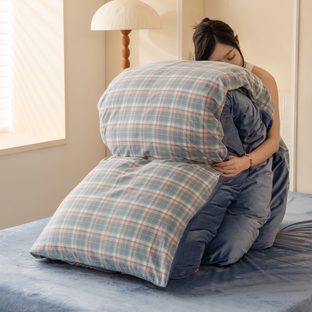 91家纺网 家纺一手货源 找家纺 （总）雯雨家纺 2025新款全棉加牛奶绒宝宝绒一面棉一面绒单件被套单品被套