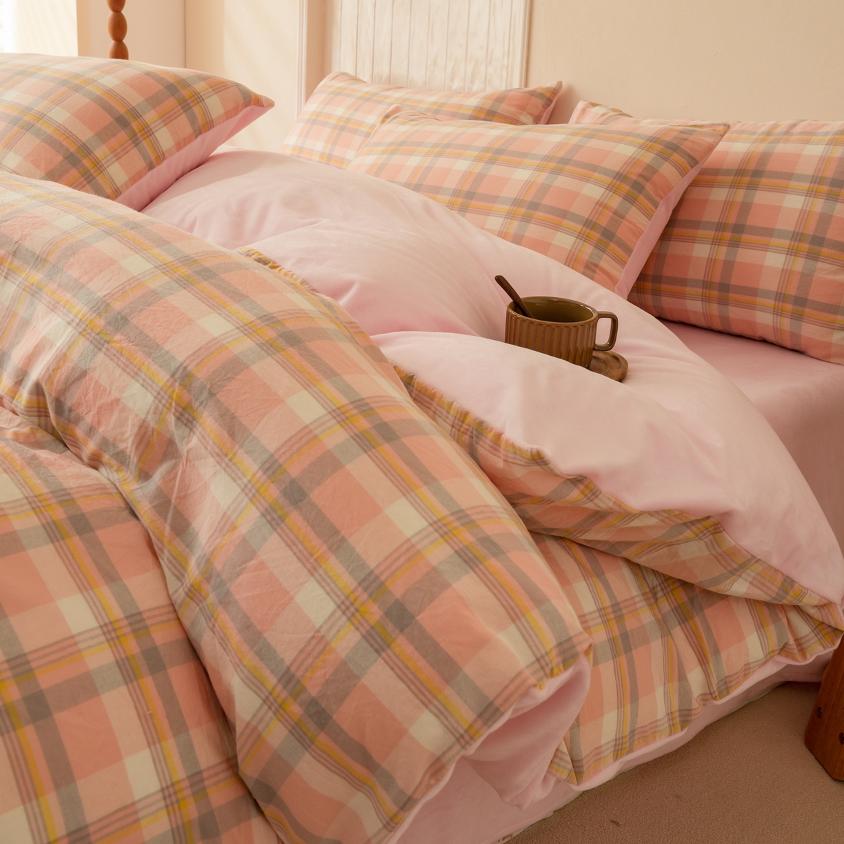 雯雨家纺 2025新款全棉加牛奶绒宝宝绒一面棉一面绒单件被套单品被套 棉绒-简稀粉