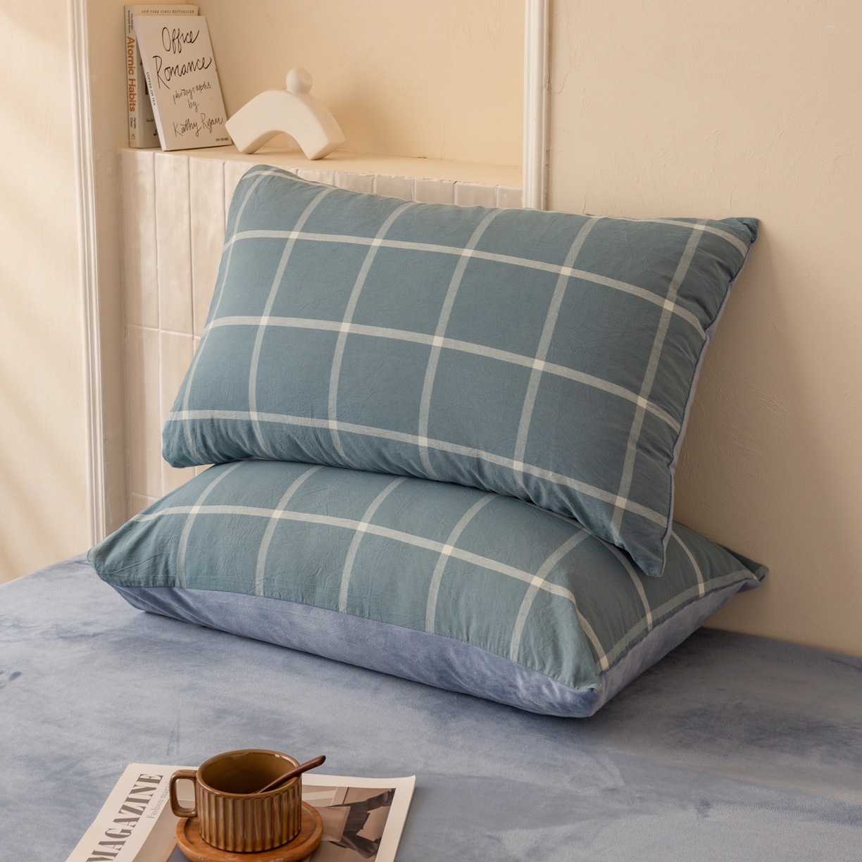 91家纺网 家纺一手货源 找家纺 雯雨家纺 2025新款全棉加牛奶绒宝宝绒一面棉一面绒单件被套单品被套 棉绒-海蓝格