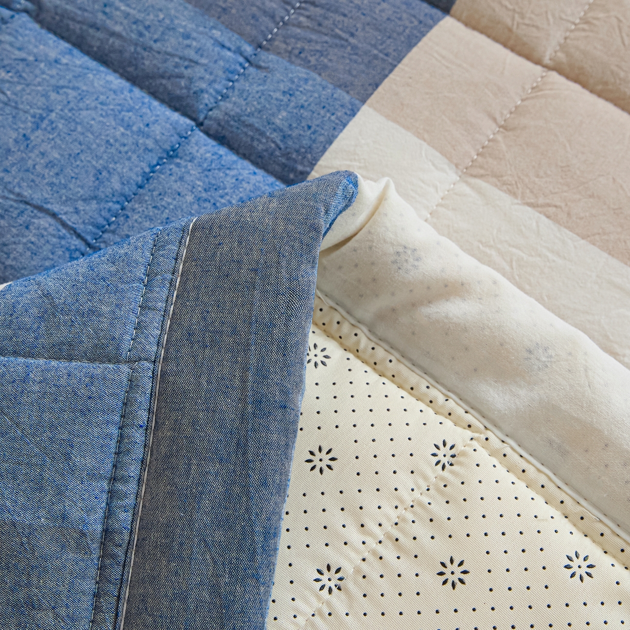 91家纺网 家纺一手货源 找家纺 鑫钰 2025新款学生开学季宿舍专用新疆棉花床垫薄款 棉格-蓝大格