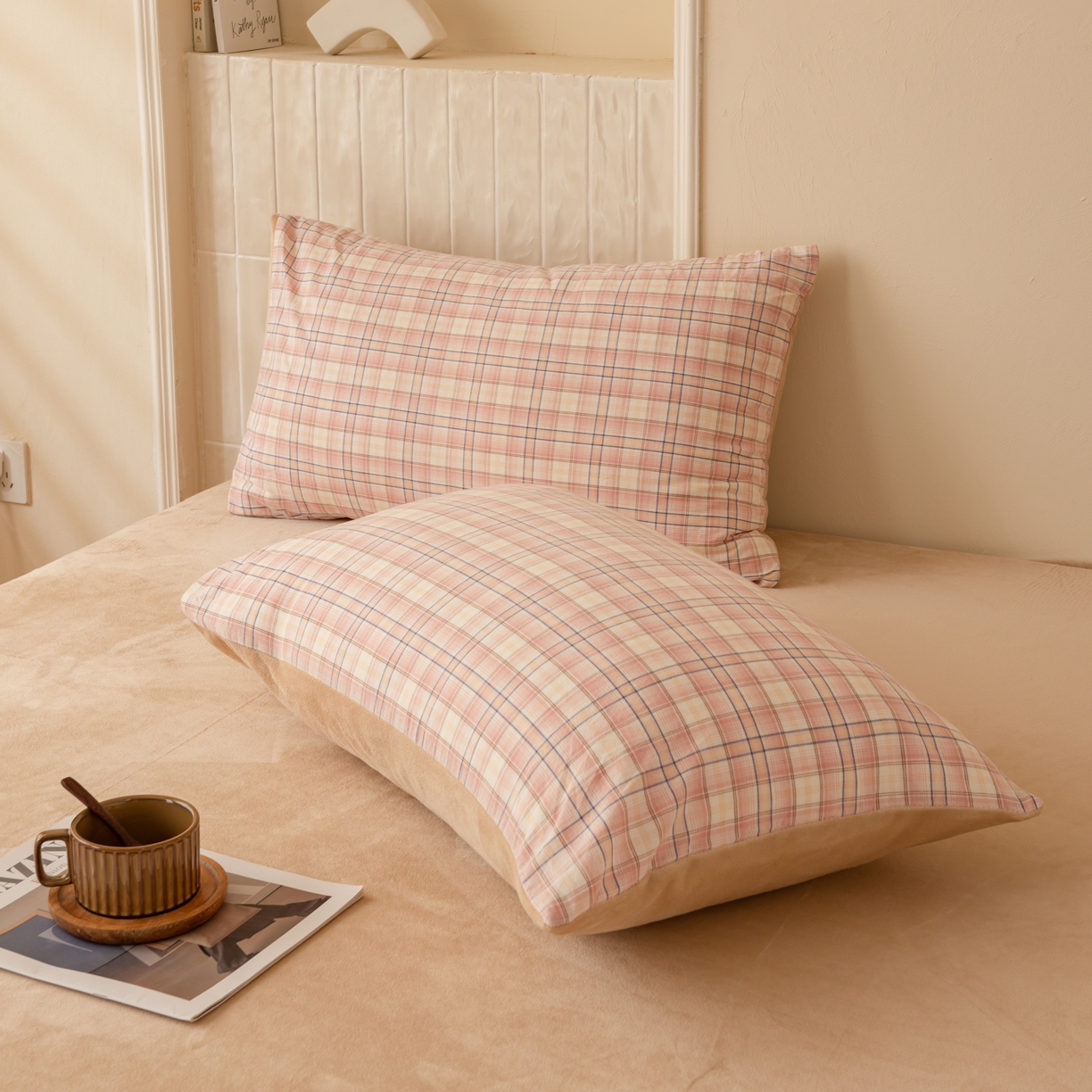 91家纺网 家纺一手货源 找家纺 雯雨家纺 2025新款全棉加牛奶绒宝宝绒一面棉一面绒单件被套单品被套 棉绒-凯利咖