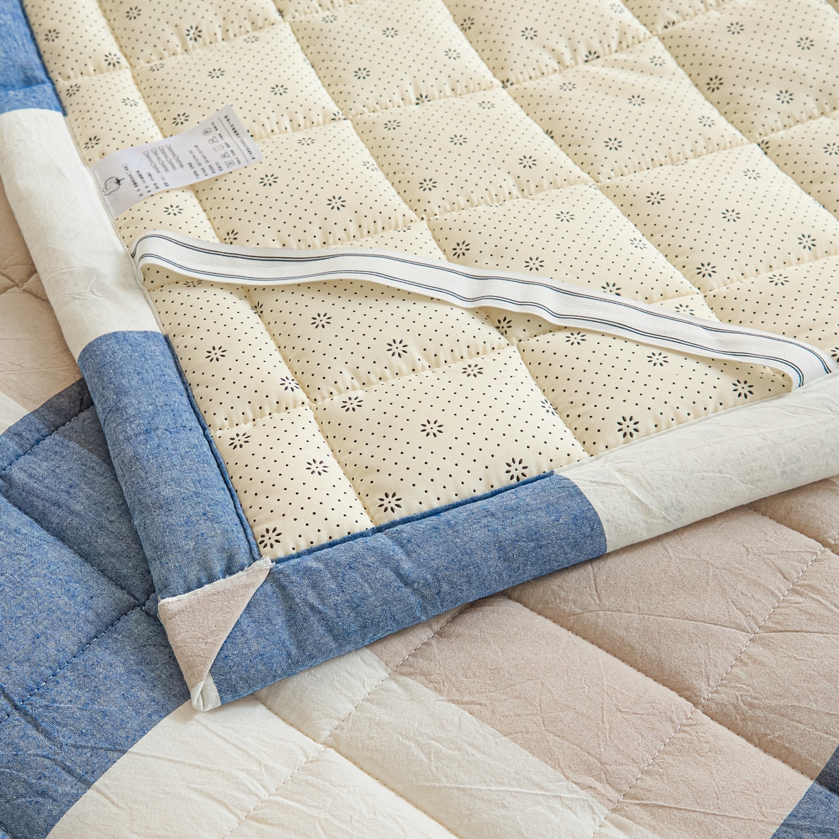 91家纺网 家纺一手货源 找家纺 鑫钰 2025新款学生开学季宿舍专用新疆棉花床垫薄款 棉格-蓝大格