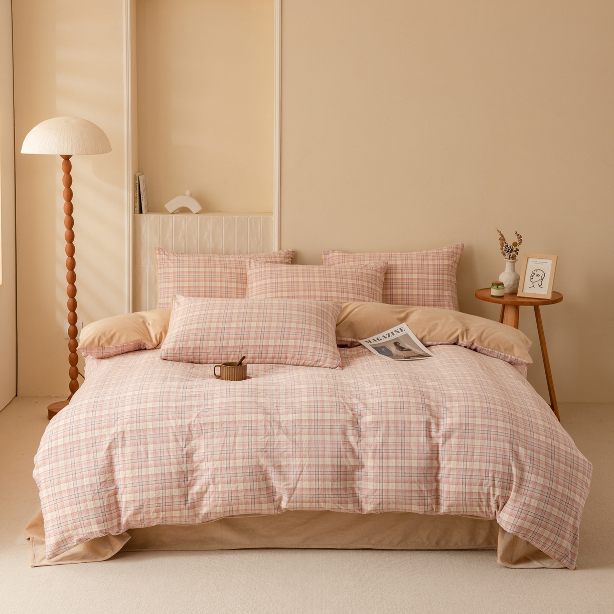 91家纺网 家纺一手货源 找家纺 雯雨家纺 2025新款全棉加牛奶绒宝宝绒一面棉一面绒单件被套单品被套 棉绒-凯利咖