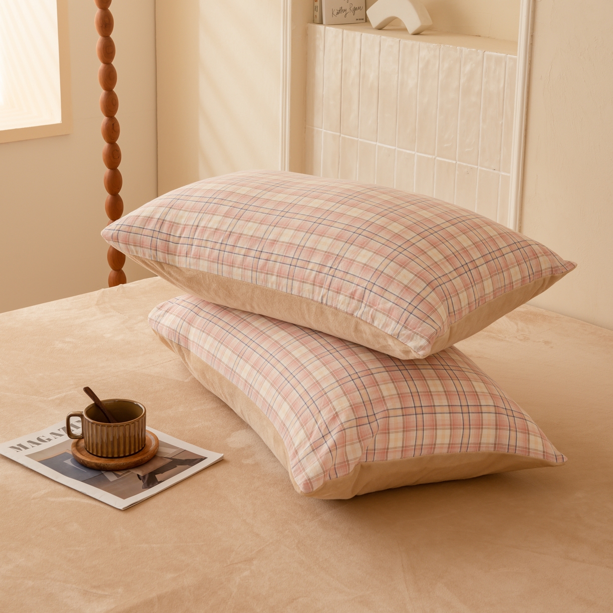 91家纺网 家纺一手货源 找家纺 雯雨家纺 2025新款全棉加牛奶绒宝宝绒一面棉一面绒单件被套单品被套 棉绒-凯利咖