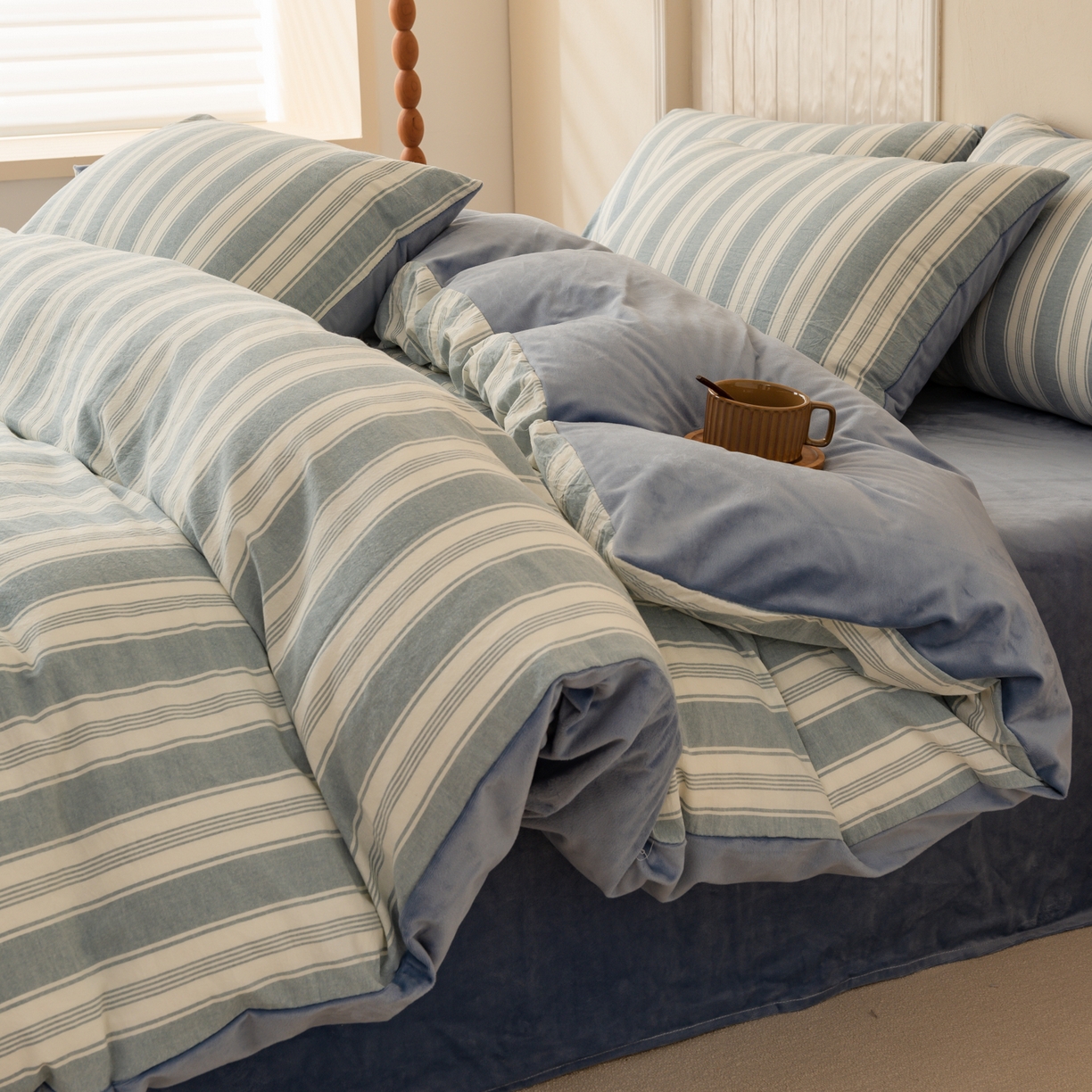 雯雨家纺 2025新款全棉加牛奶绒宝宝绒一面棉一面绒单件被套单品被套 棉绒-布莱格