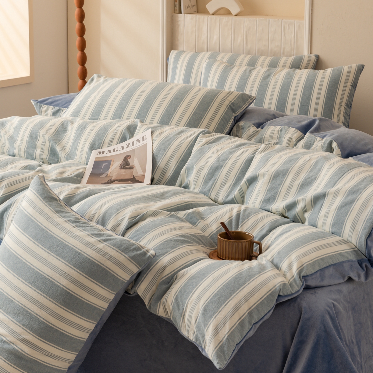 91家纺网 家纺一手货源 找家纺 雯雨家纺 2025新款全棉加牛奶绒宝宝绒一面棉一面绒单件被套单品被套 棉绒-布莱格