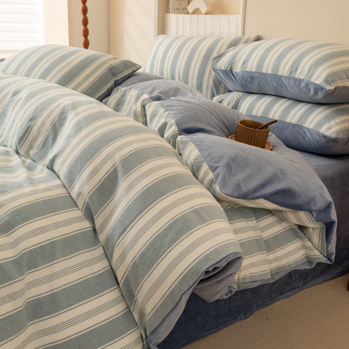 91家纺网 家纺一手货源 找家纺 雯雨家纺 2025新款全棉加牛奶绒宝宝绒一面棉一面绒单件被套单品被套 棉绒-布莱格