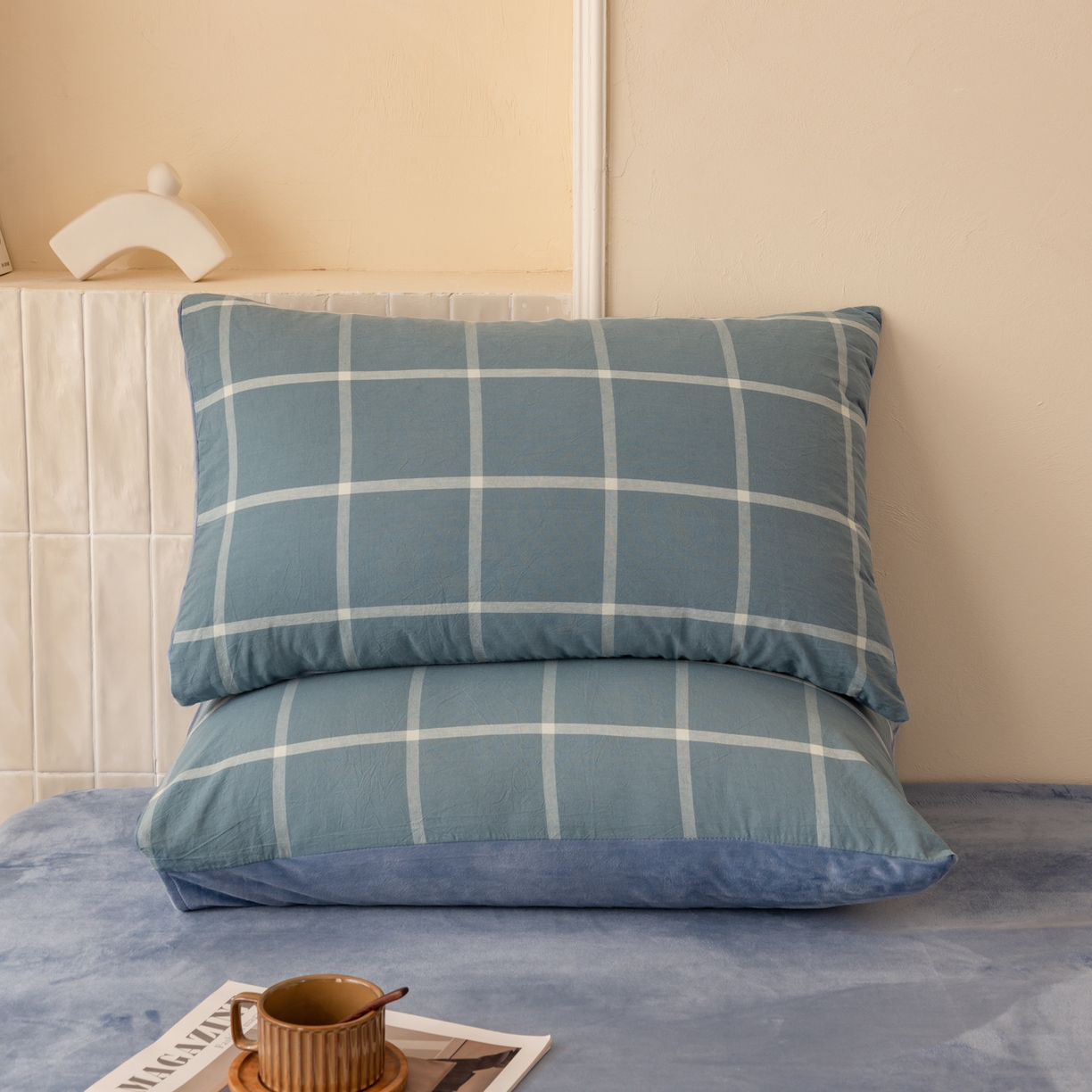 91家纺网 家纺一手货源 找家纺 雯雨家纺 2025新款全棉加牛奶绒宝宝绒一面棉一面绒单件被套单品被套 棉绒-海蓝格