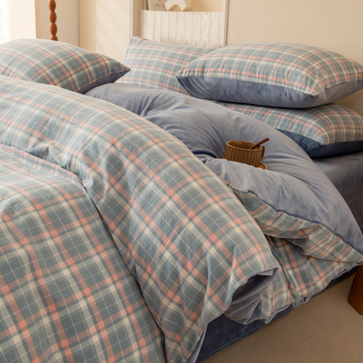 91家纺网 家纺一手货源 找家纺 雯雨家纺 2025新款全棉加牛奶绒宝宝绒一面棉一面绒单件被套单品被套 棉绒-印象兰