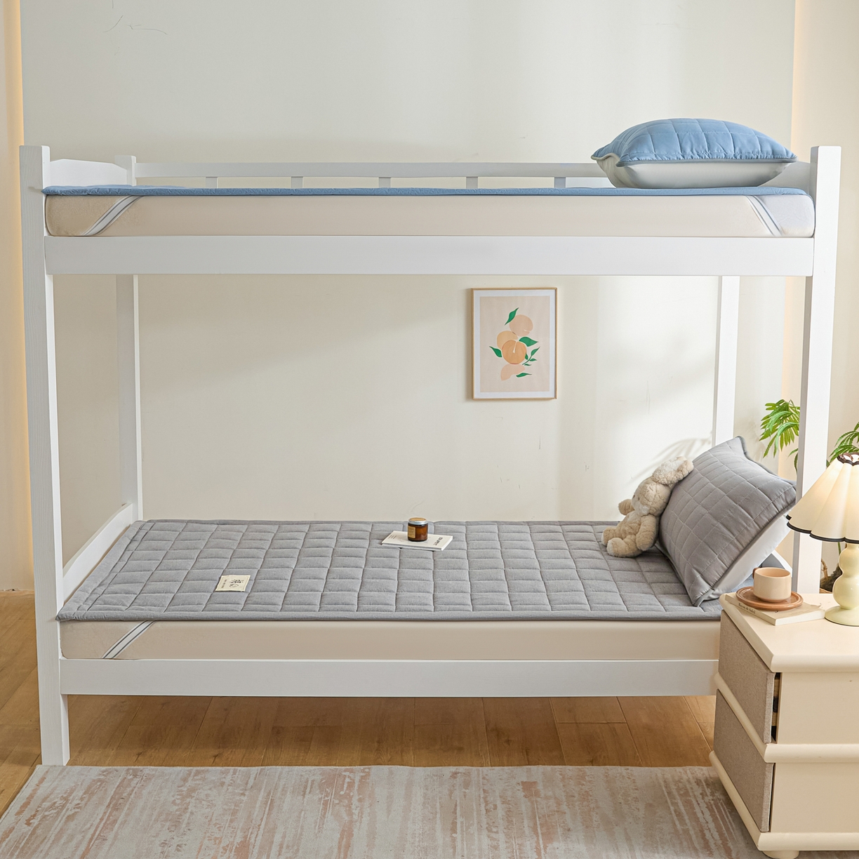 91家纺网 家纺一手货源 找家纺 鑫钰 2025新款学生开学季宿舍专用新疆棉花床垫薄款 棉格-绅士灰