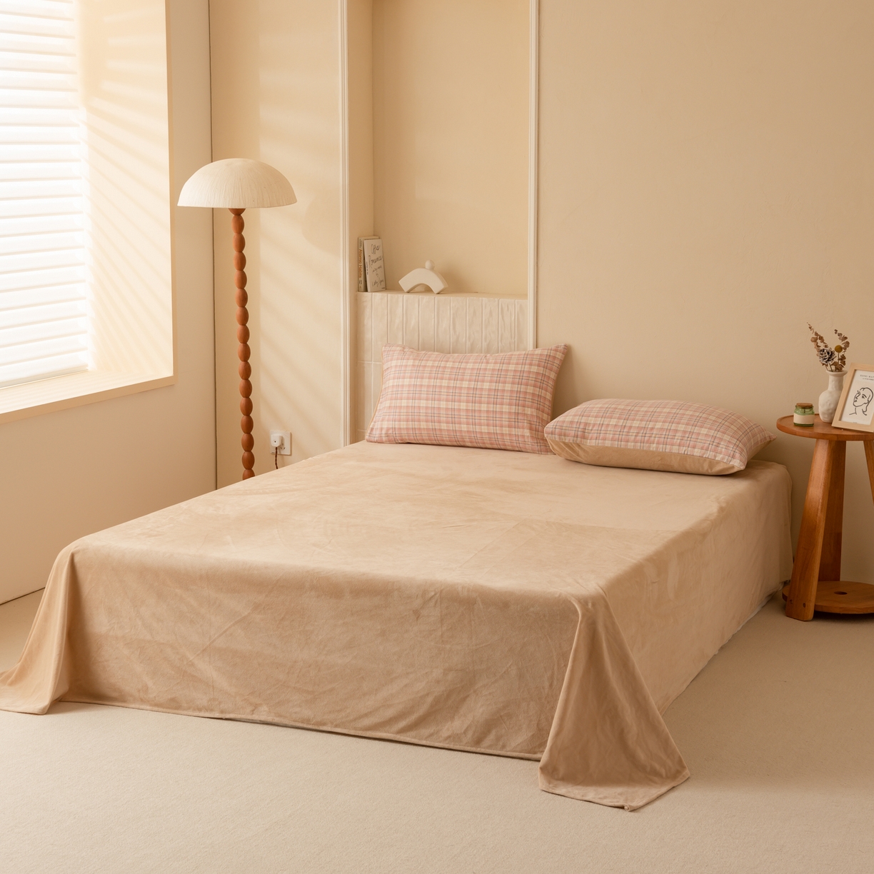 91家纺网 家纺一手货源 找家纺 雯雨家纺 2025新款全棉加牛奶绒宝宝绒一面棉一面绒单件被套单品被套 棉绒-凯利咖