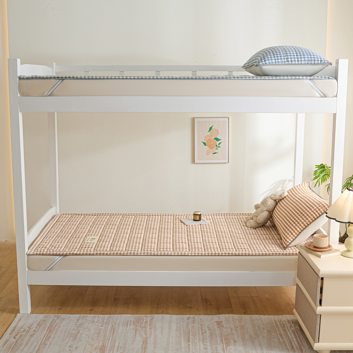 91家纺网 家纺一手货源 找家纺 鑫钰 2025新款学生开学季宿舍专用新疆棉花床垫薄款 棉格-驼小格