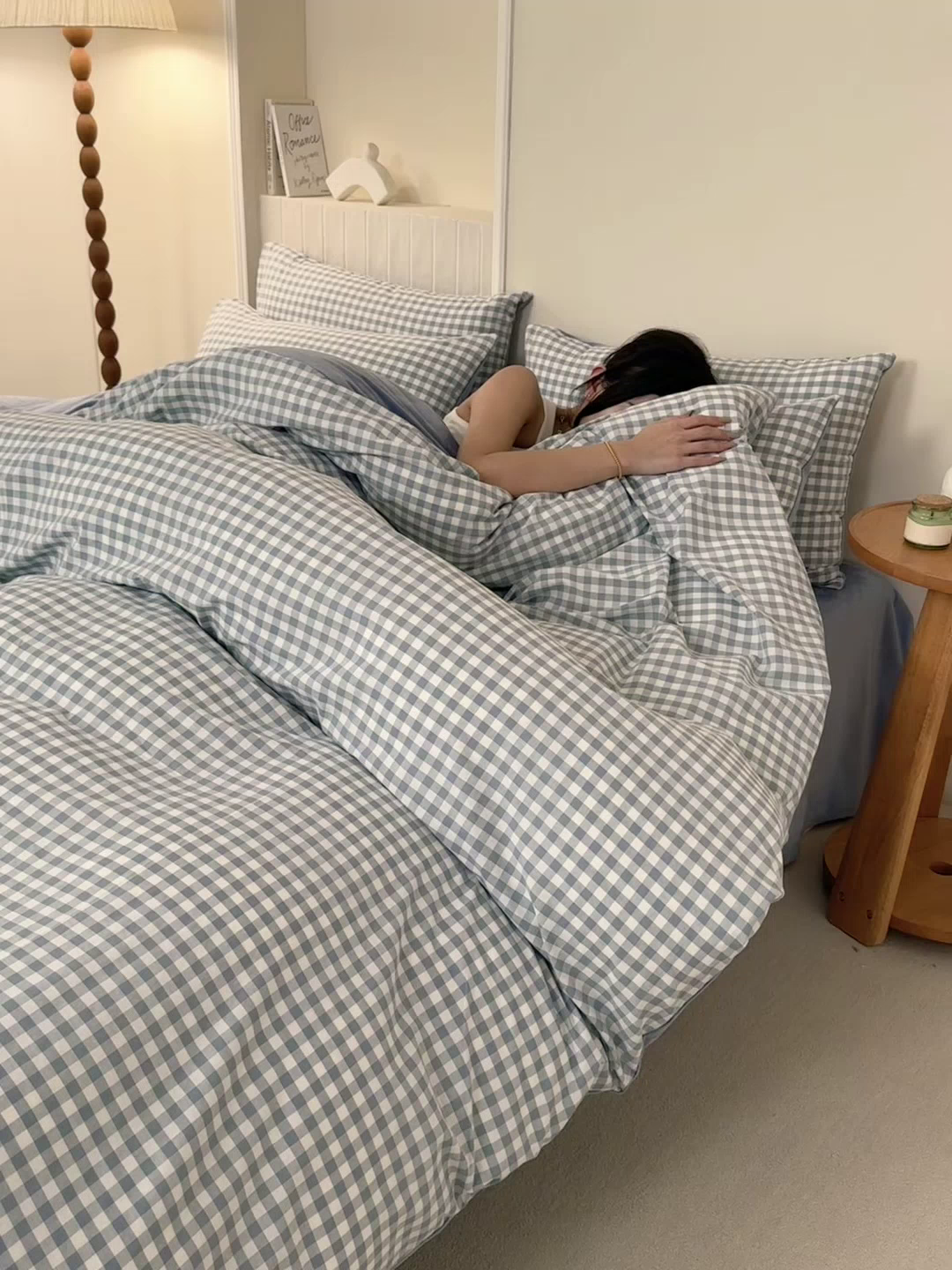 91家纺网 家纺一手货源 找家纺 雯雨家纺 2025新款全棉加牛奶绒宝宝绒一面棉一面绒单件被套单品被套 棉绒-蓝小格