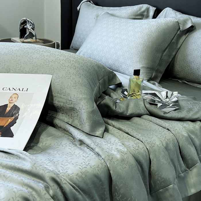 91家纺网 家纺一手货源 找家纺 梵克保罗 2025春夏新款莱赛尔兰精天丝提花单夏被空调被夏被四件套 神秘雨林