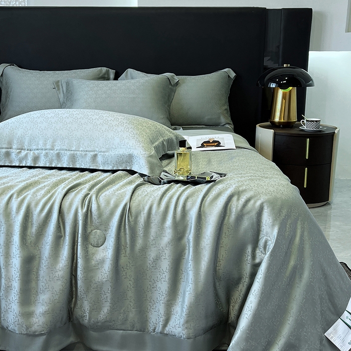 91家纺网 家纺一手货源 找家纺 梵克保罗 2025春夏新款莱赛尔兰精天丝提花单夏被空调被夏被四件套 神秘雨林