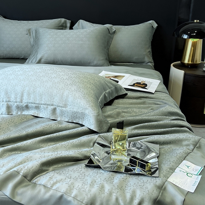 91家纺网 家纺一手货源 找家纺 梵克保罗 2025春夏新款莱赛尔兰精天丝提花单夏被空调被夏被四件套 神秘雨林