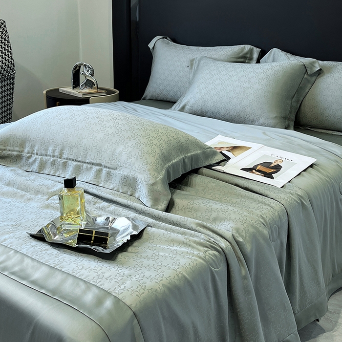 91家纺网 家纺一手货源 找家纺 梵克保罗 2025春夏新款莱赛尔兰精天丝提花单夏被空调被夏被四件套 神秘雨林