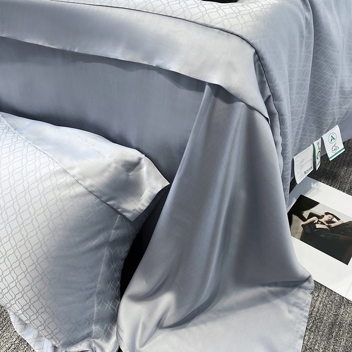 91家纺网 家纺一手货源 找家纺 梵克保罗 2025春夏新款莱赛尔兰精天丝提花单夏被空调被夏被四件套 银兰