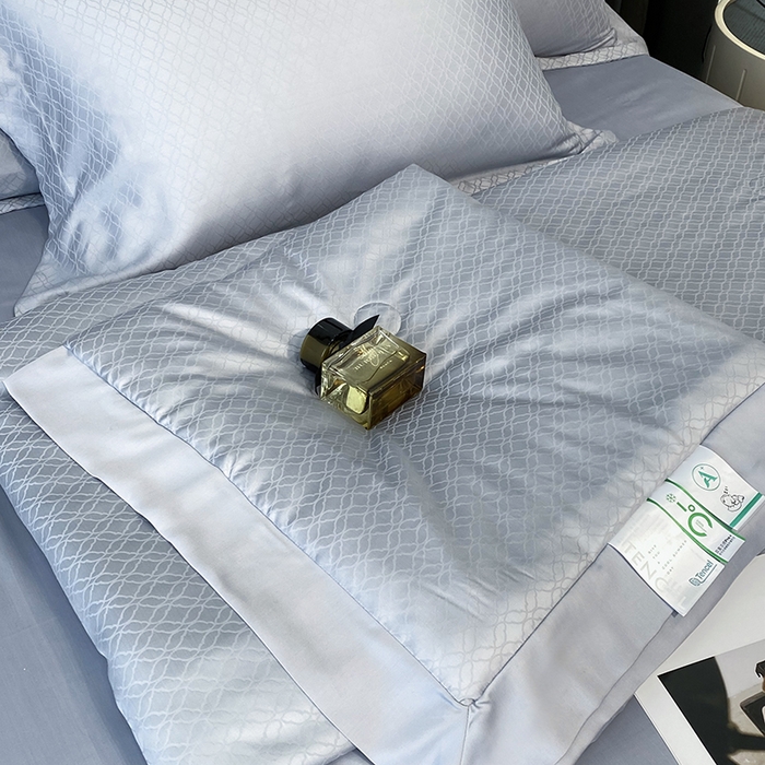 91家纺网 家纺一手货源 找家纺 梵克保罗 2025春夏新款莱赛尔兰精天丝提花单夏被空调被夏被四件套 银兰