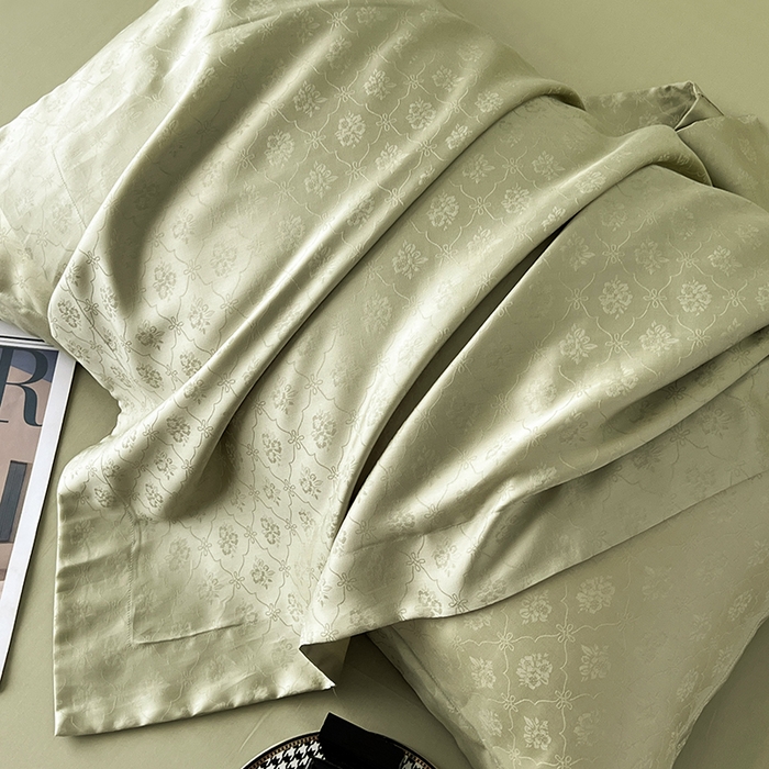 91家纺网 家纺一手货源 找家纺 梵克保罗 2025春夏新款莱赛尔兰精天丝提花单夏被空调被夏被四件套 夏日绿