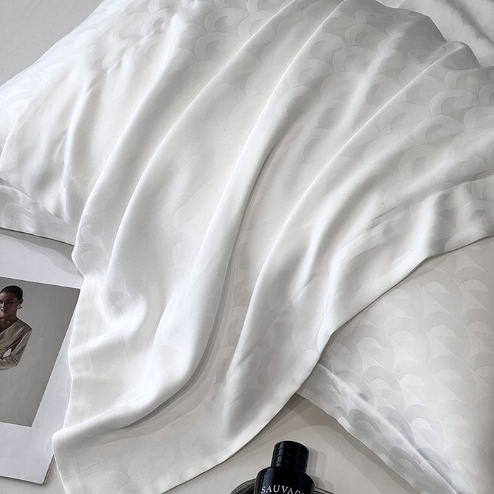 91家纺网 家纺一手货源 找家纺 梵克保罗 2025春夏新款莱赛尔兰精天丝提花单夏被空调被夏被四件套 女神白