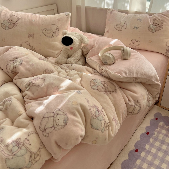 91家纺网 家纺一手货源 找家纺 （总）红嘴企鹅 2025新款精致印花牛奶绒四件套