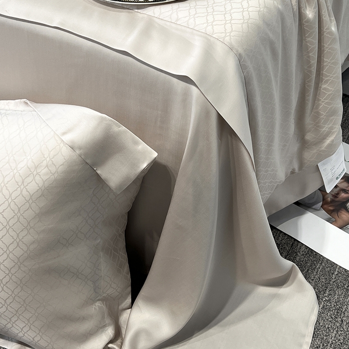 91家纺网 家纺一手货源 找家纺 梵克保罗 2025春夏新款莱赛尔兰精天丝提花单夏被空调被夏被四件套 银灰