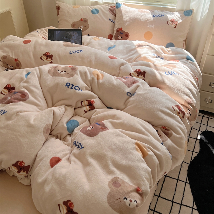 91家纺网 家纺一手货源 找家纺 （总）红嘴企鹅 2025新款精致印花牛奶绒四件套