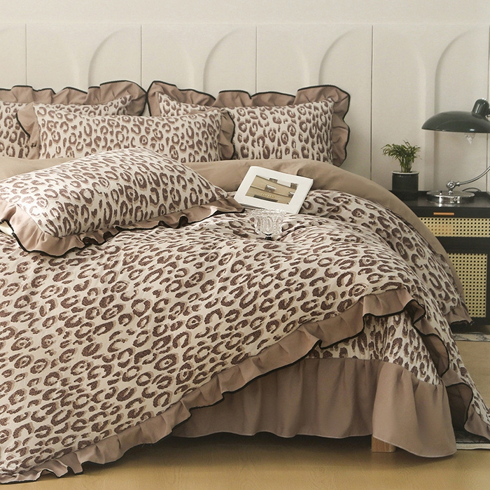 （总）梵克保罗 2025春夏新款有氧双层纱印花夹棉床盖四件套夏被四件套