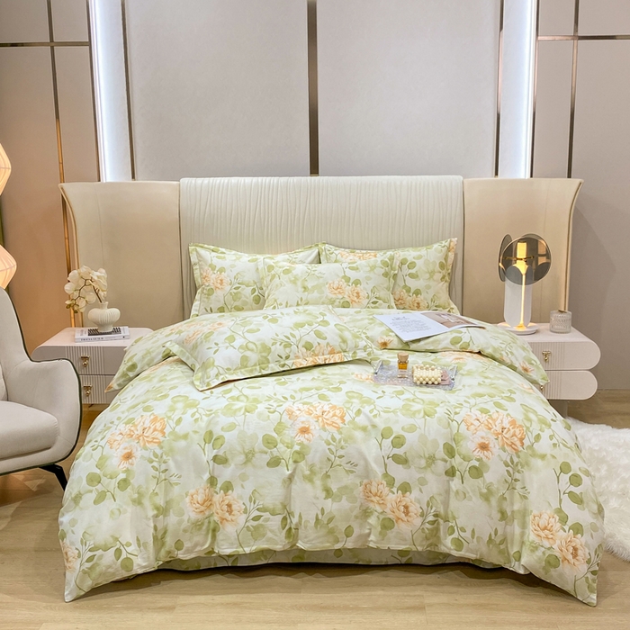 91家纺网 家纺一手货源 找家纺 红日子纺织品 2025新款100%全棉纯棉磨毛四件套 花繁叶绿