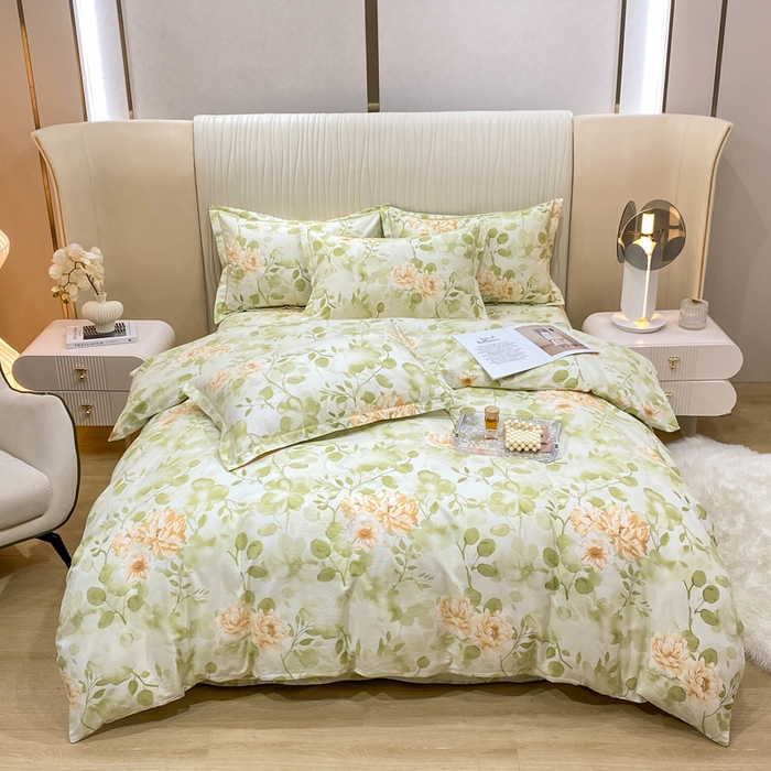 91家纺网 家纺一手货源 找家纺 红日子纺织品 2025新款100%全棉纯棉磨毛四件套 花繁叶绿