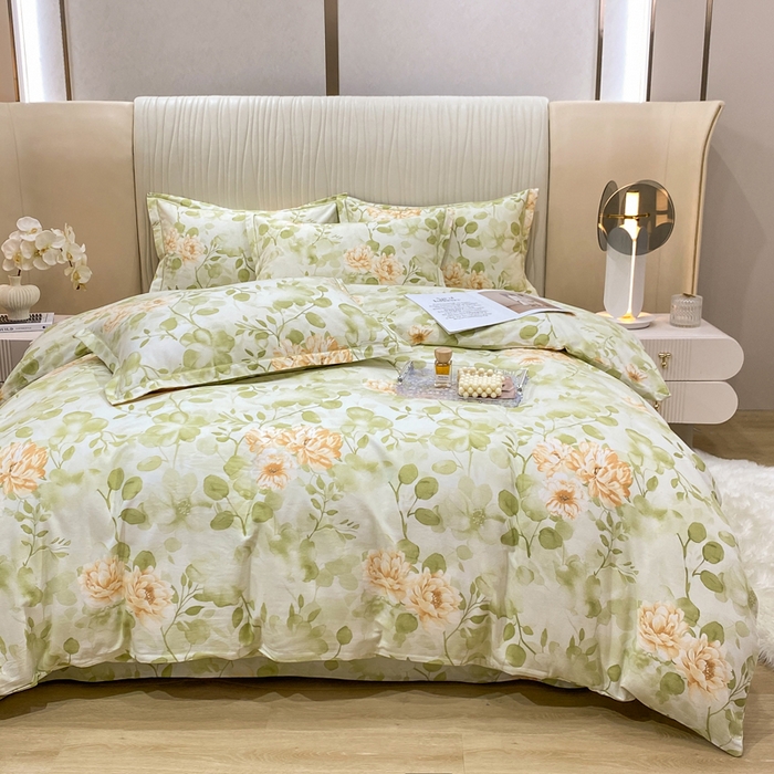 91家纺网 家纺一手货源 找家纺 红日子纺织品 2025新款100%全棉纯棉磨毛四件套 花繁叶绿