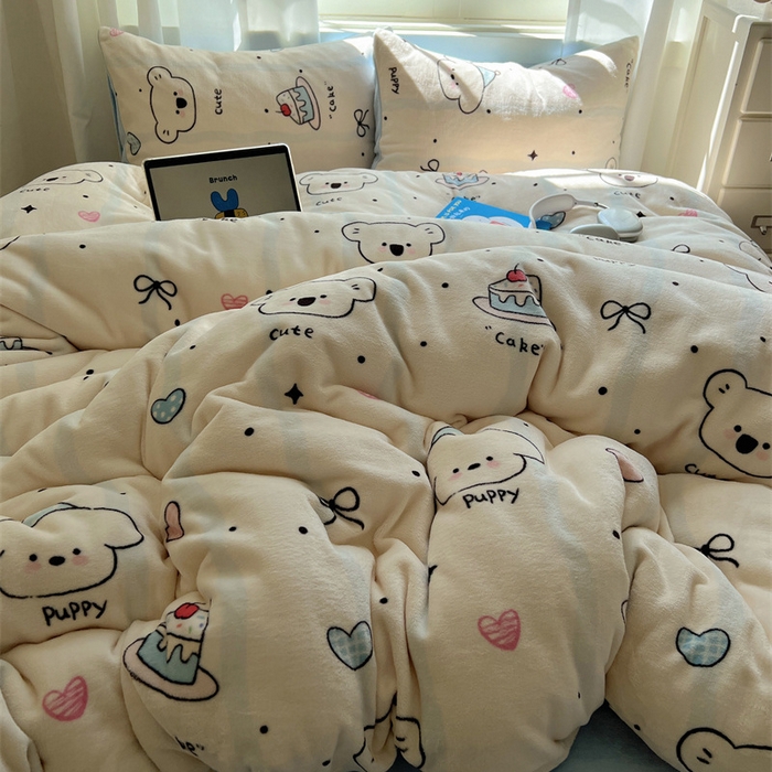 91家纺网 家纺一手货源 找家纺 （总）红嘴企鹅 2025新款精致印花牛奶绒四件套