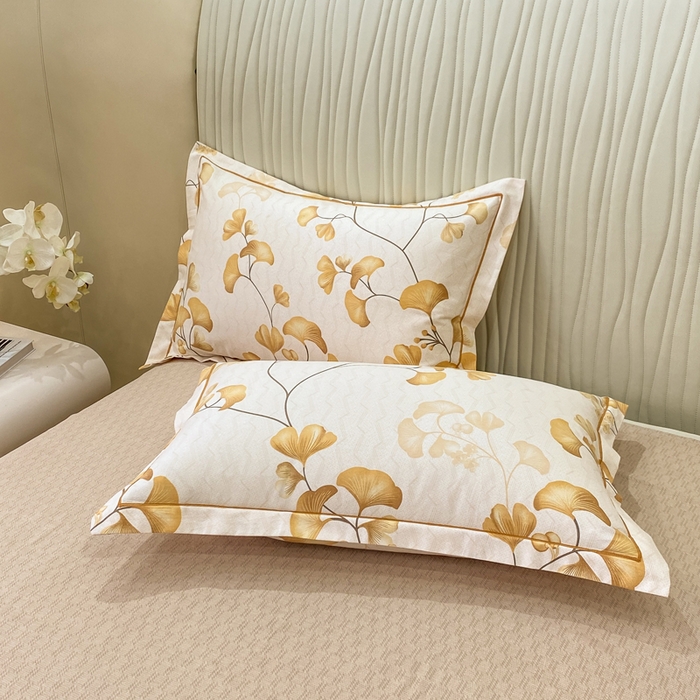 91家纺网 家纺一手货源 找家纺 红日子纺织品 2025新款100%全棉纯棉磨毛四件套 金秋杏叶