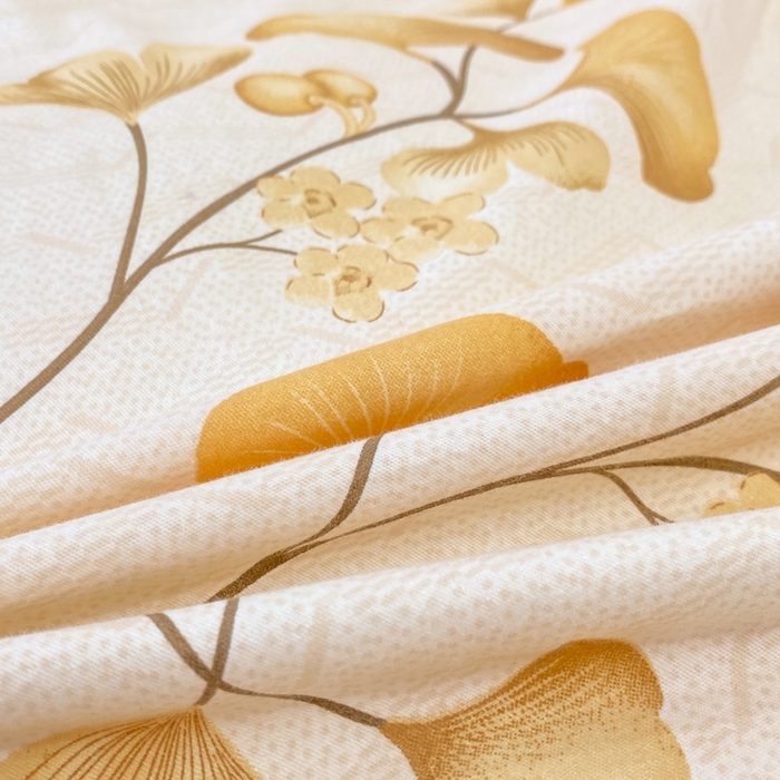 91家纺网 家纺一手货源 找家纺 红日子纺织品 2025新款100%全棉纯棉磨毛四件套 金秋杏叶