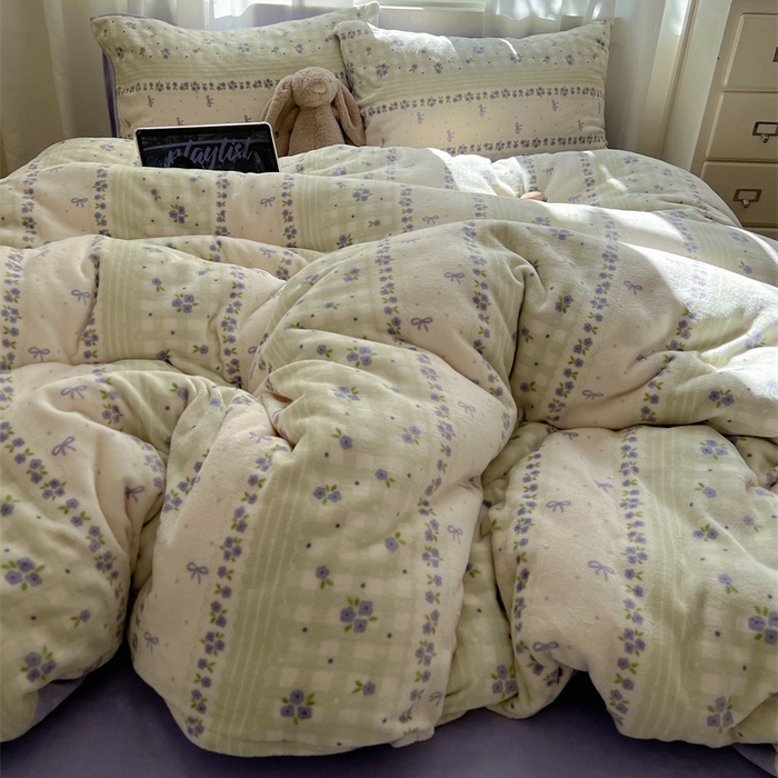 91家纺网 家纺一手货源 找家纺 （总）红嘴企鹅 2025新款精致印花牛奶绒四件套