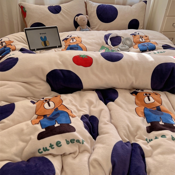 91家纺网 家纺一手货源 找家纺 （总）红嘴企鹅 2025新款精致印花牛奶绒四件套