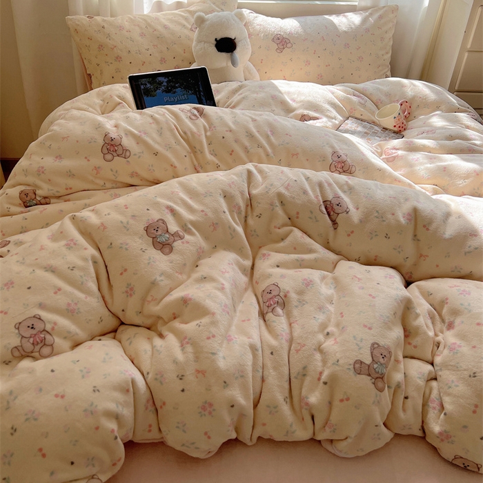 91家纺网 家纺一手货源 找家纺 （总）红嘴企鹅 2025新款精致印花牛奶绒四件套